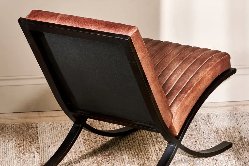 Narwana Ribbed Leather Lounger - Aged Tan