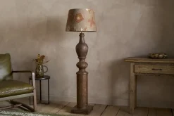 Naya Carved Wood Floor Lamp Base - Chocolate Brown