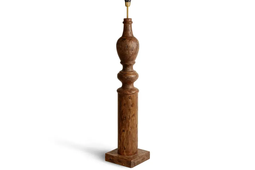Naya Carved Wood Floor Lamp Base - Chocolate Brown