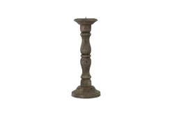 Nayati Rustic Wood Pillar Candle Stick - Dark Stain