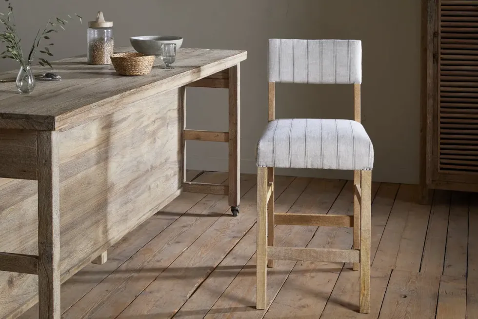 Nidhi Linen Upholstered Counter Chair - Natural