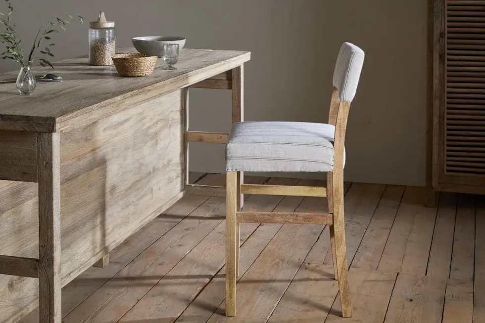 Nidhi Linen Upholstered Counter Chair - Natural