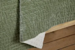 Nidra Velvet & Linen Bed Quilt - Sage Green