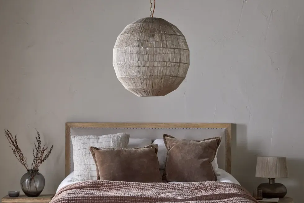 Nilaveli Woven Jute Sphere Pendant - Natural