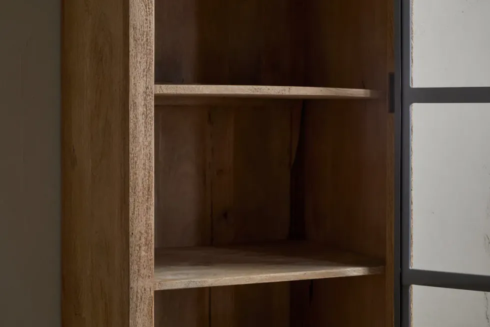 Nirvi Mango Wood & Iron Tall Cabinet - Black