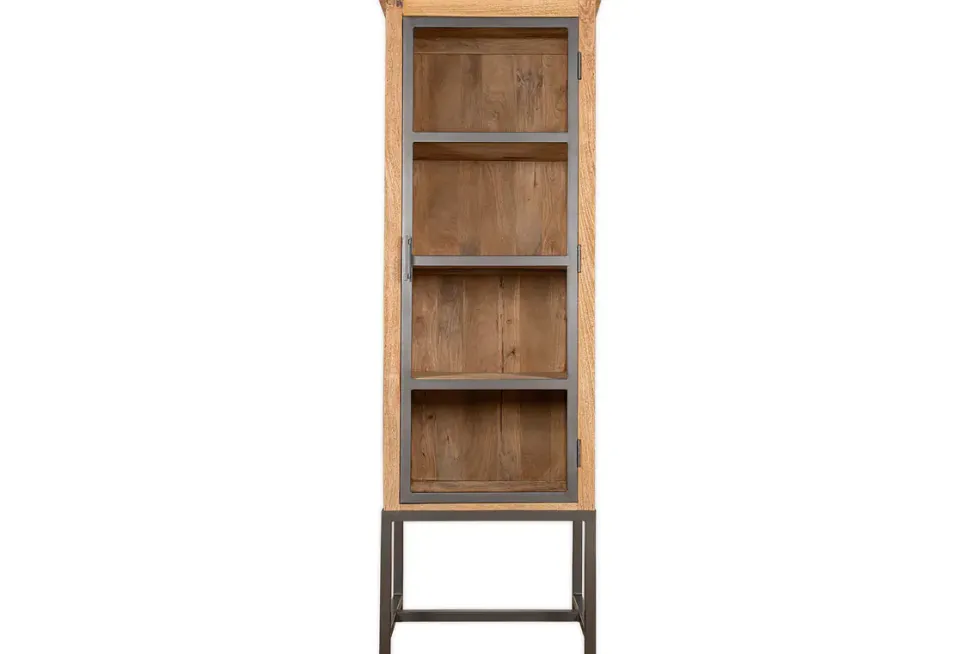 Nirvi Mango Wood & Iron Tall Cabinet - Black