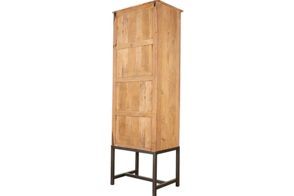 Nirvi Mango Wood & Iron Tall Cabinet - Black