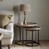 Nisha Carved Reclaimed Wood & Iron Nesting Side Tables - Natural - (Set of 2)
