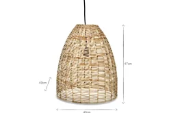 Noko Natural Wicker Conical Pendant - Small