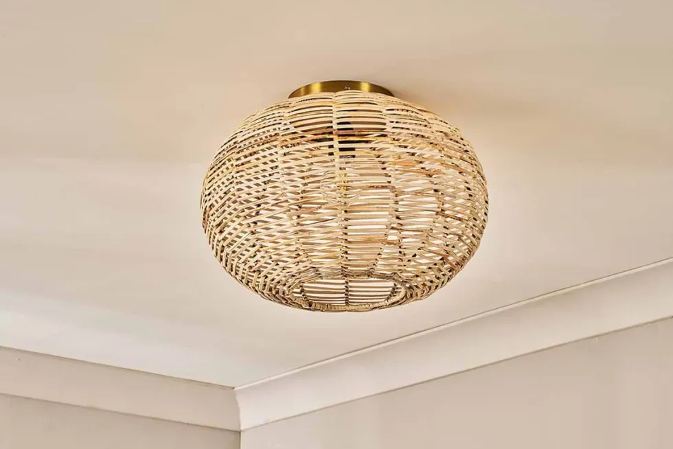 Noko Rattan Flush Ceiling Light