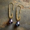 Omi Grey Pearl Earrings - Gold