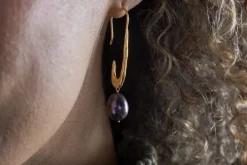 Omi Grey Pearl Earrings - Gold