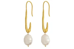 Omi White Pearl Earrings - Gold