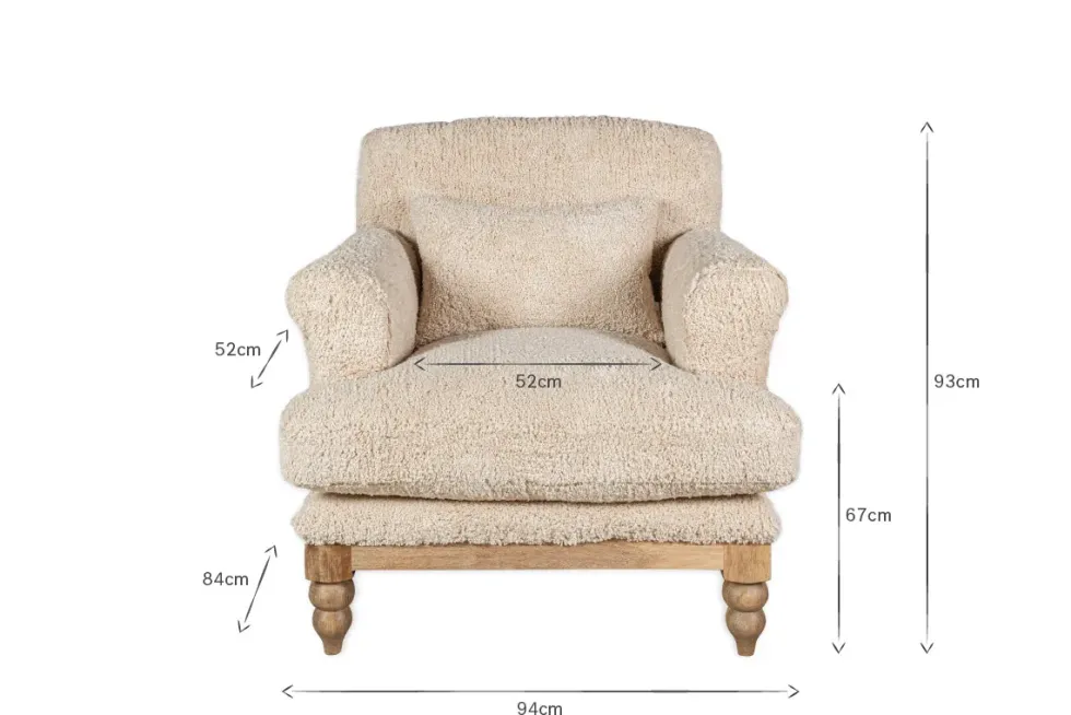 Otas Teddy Cotton Armchair - Off White