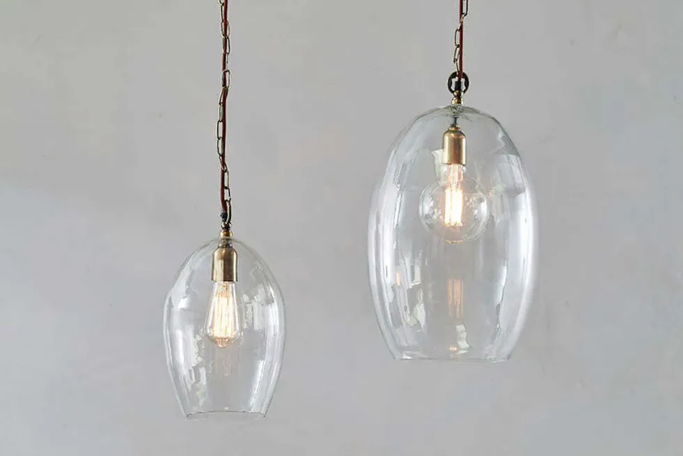 Otoro Recycled Glass Pendant - Clear - Large Oval