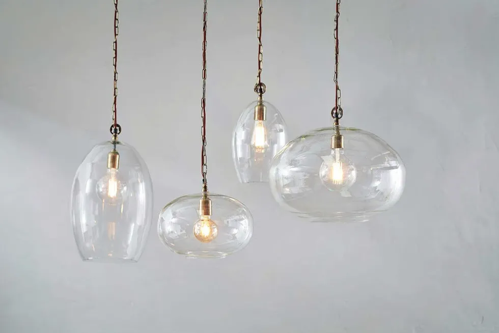 Otoro Recycled Glass Pendant - Clear - Large Oval