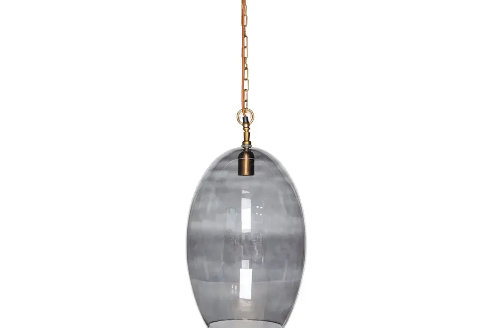 Otoro Recycled Glass Pendant - Smoke - Large Oval