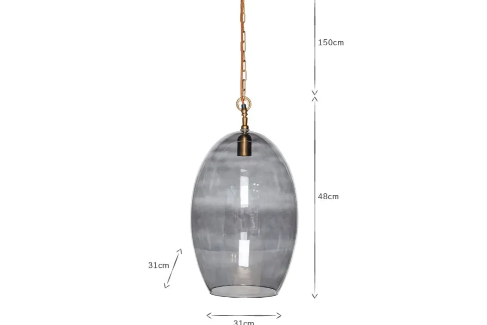 Otoro Recycled Glass Pendant - Smoke - Large Oval