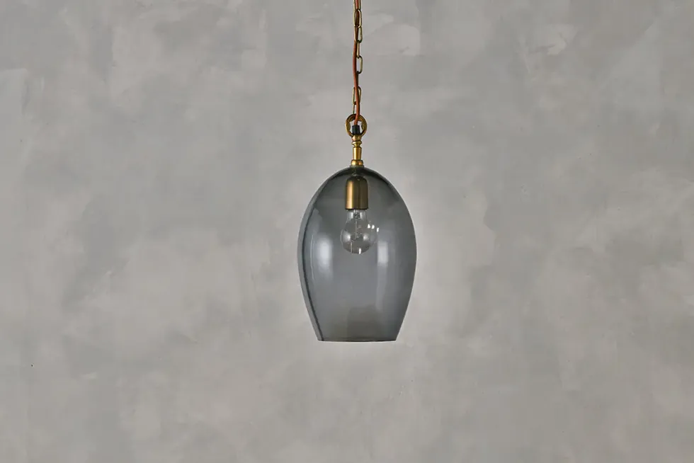 Otoro Recycled Glass Pendant - Smoke - Small Oval