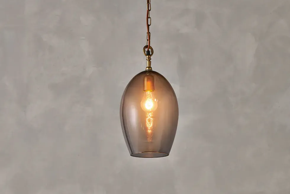 Otoro Recycled Glass Pendant - Smoke - Small Oval
