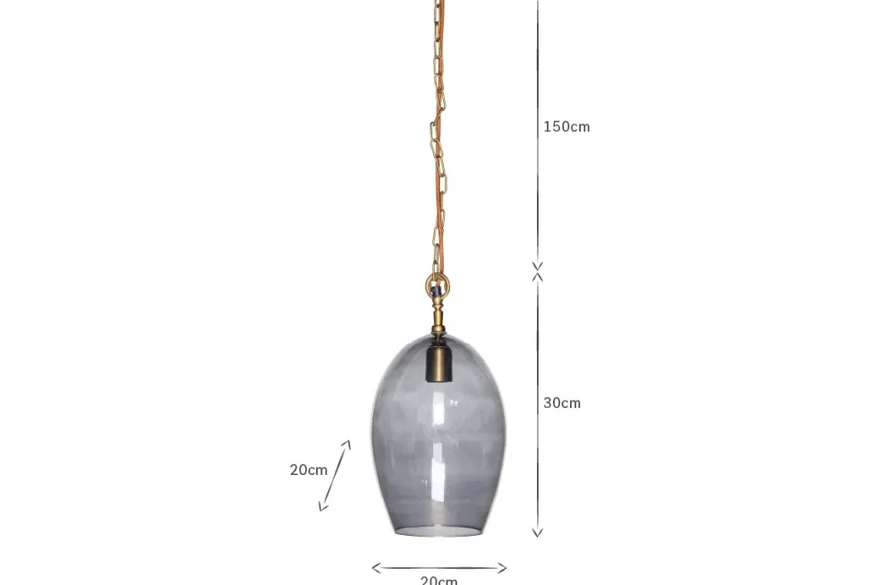 Otoro Recycled Glass Pendant - Smoke - Small Oval