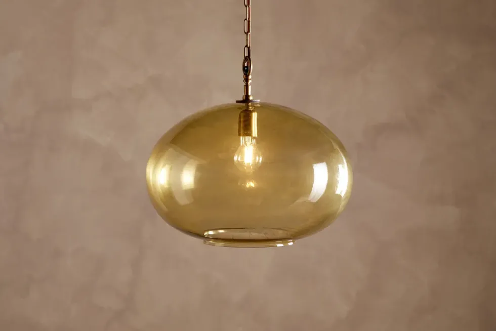 Otoro Recycled Glass Pendant - Honey - Large Round