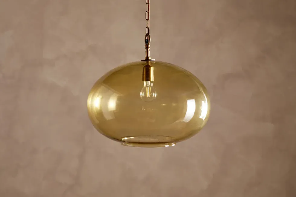 Otoro Recycled Glass Pendant - Honey - Large Round