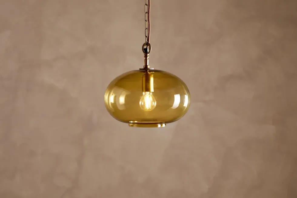 Otoro Recycled Glass Pendant - Honey - Small Round