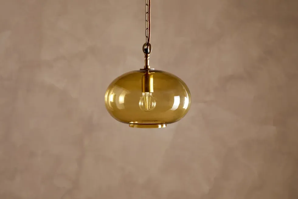 Otoro Recycled Glass Pendant - Honey - Small Round