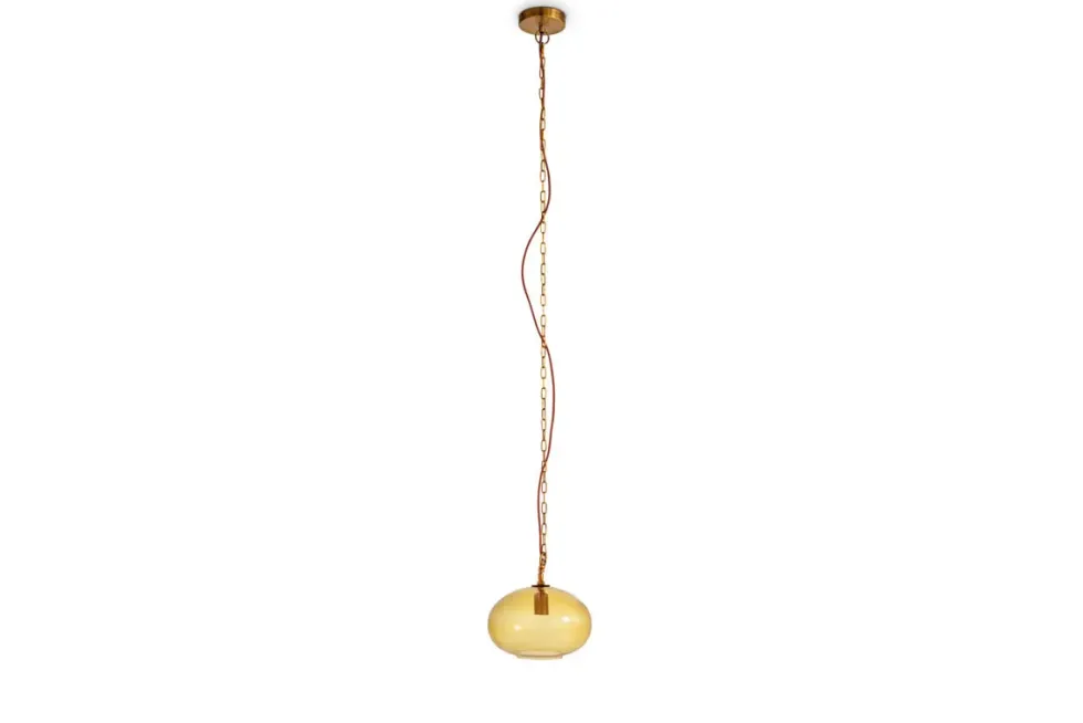 Otoro Recycled Glass Pendant - Honey - Small Round