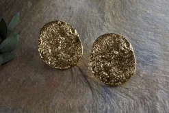 Oya Hammered Earrings - Gold