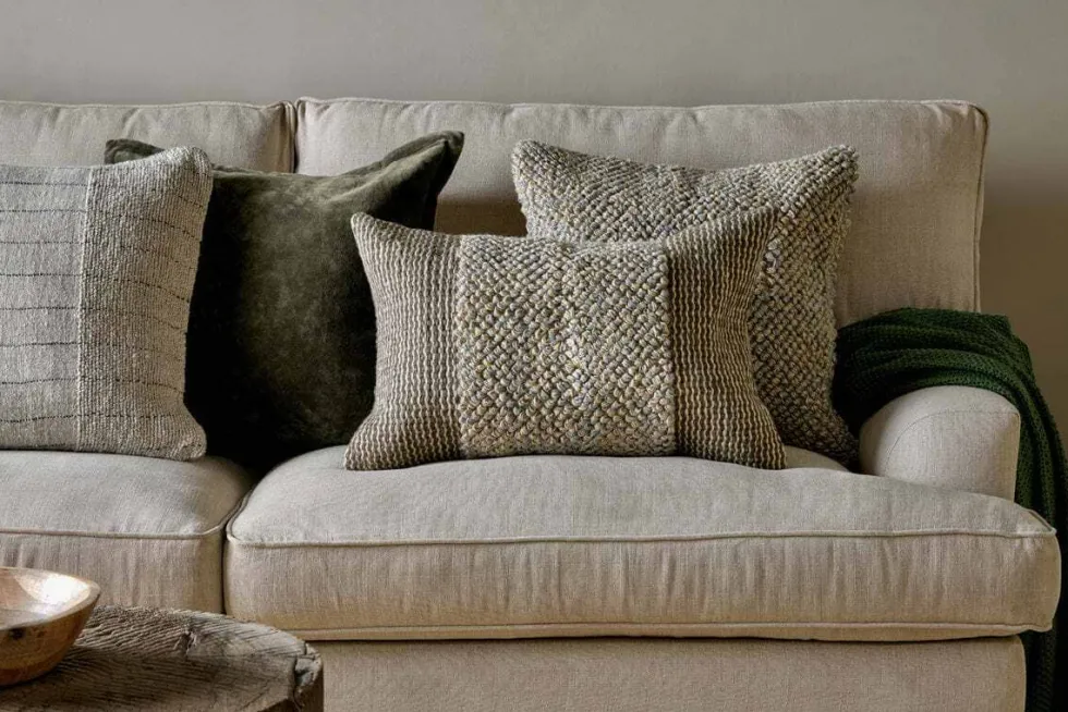Paduna Jute & Cotton Cushion Cover - Soft Blue & Brown