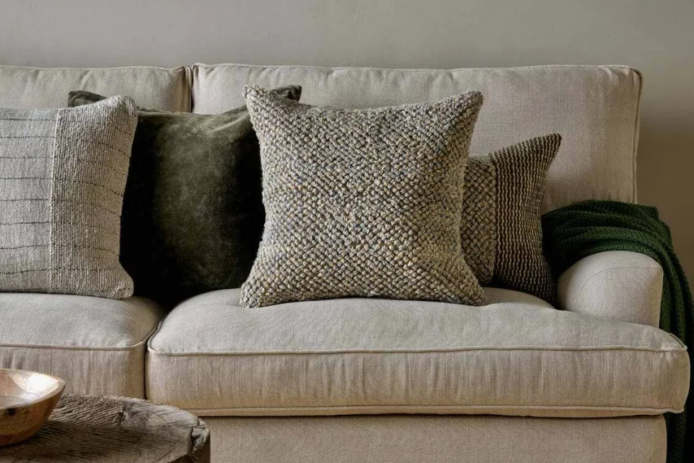 Paduna Jute & Cotton Cushion Cover - Soft Blue & Brown