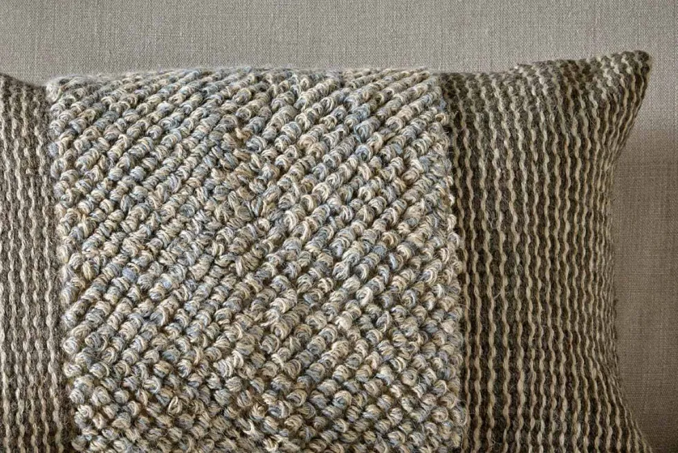 Paduna Jute & Cotton Cushion Cover - Soft Blue & Brown