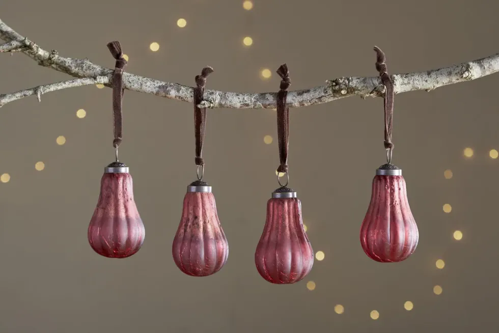 Pannee Drop Baubles - Merlot - (Set of 4)