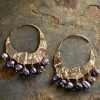 Parahu Grey Pearl Earrings - Gold
