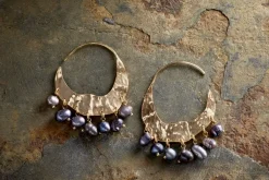 Parahu Grey Pearl Earrings - Gold