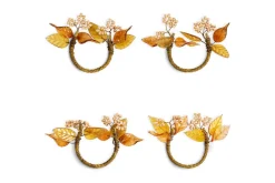 Parili Glass Leaf Napkin Rings - Natural & Rust - (Set of 4)