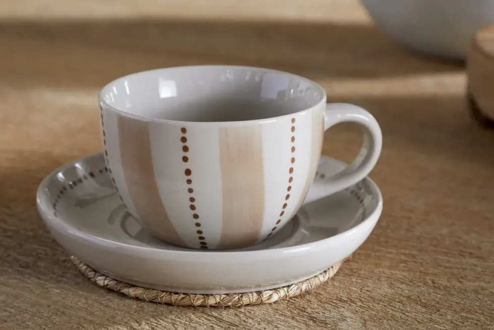 Patthar Cup & Saucer - Cream & Clay