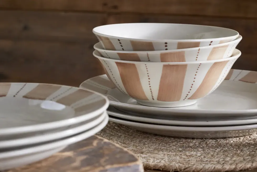 Patthar Dinnerware Set - Cream & Clay - (Set of 12)