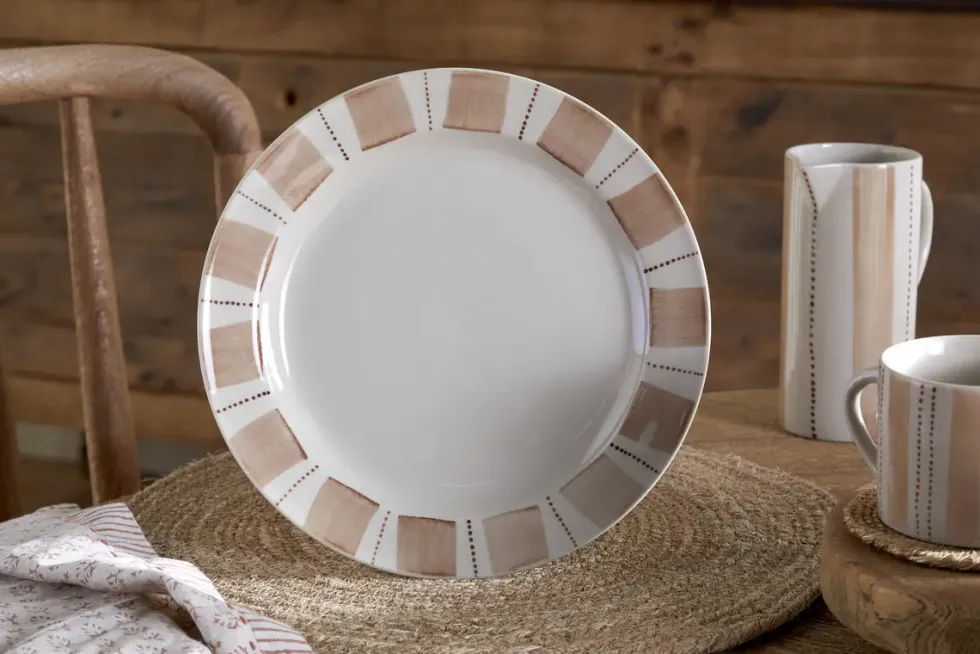 Patthar Dinnerware Set - Cream & Clay - (Set of 12)