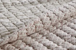 Peplu Cotton & Linen Screen Print Bed Quilt - Rust