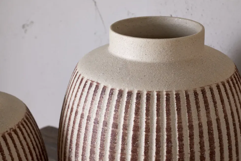 Perola Reactive Glaze Decorative Vase - Natural & Rust