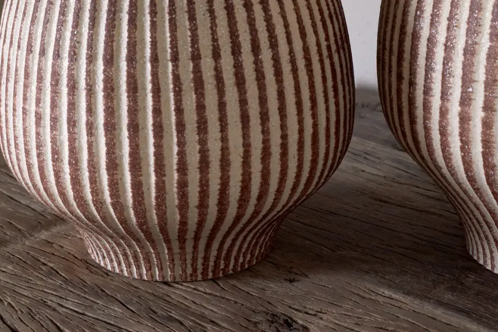 Perola Reactive Glaze Decorative Vase - Natural & Rust