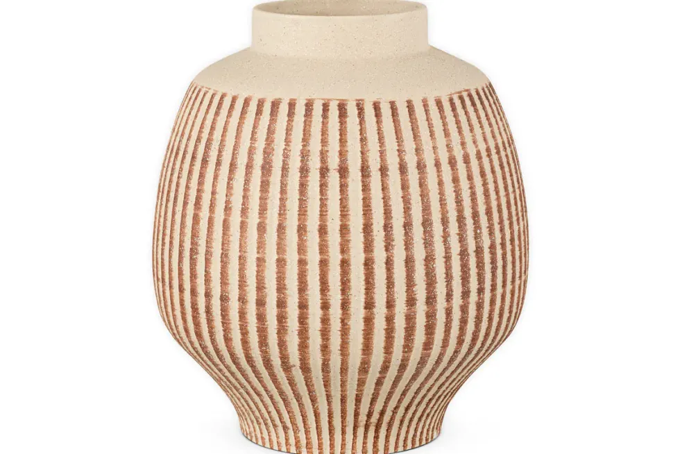 Perola Reactive Glaze Decorative Vase - Natural & Rust