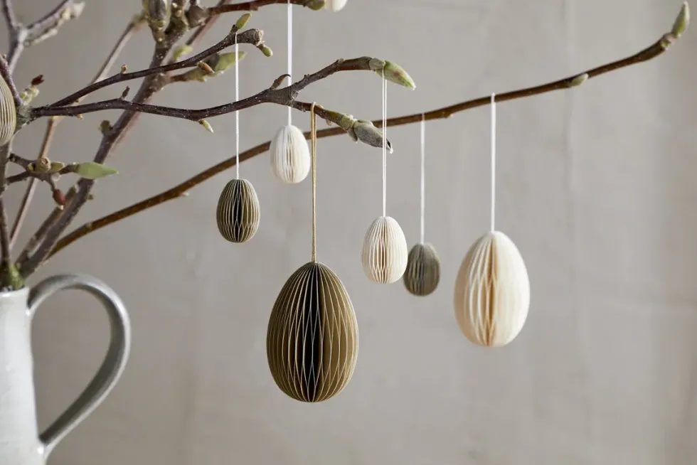 Piani Hanging Paper Decoration - Cream - (Set of 4)