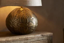 Purana Etched Table Lamp Base - Brass