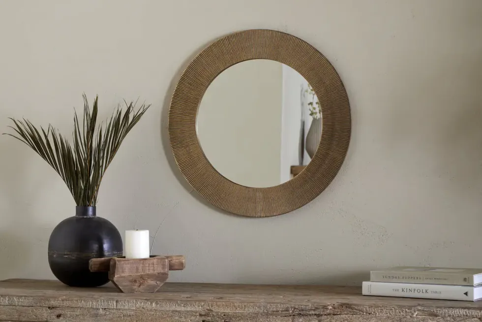 Putali Etched Mirror - Antique Brass