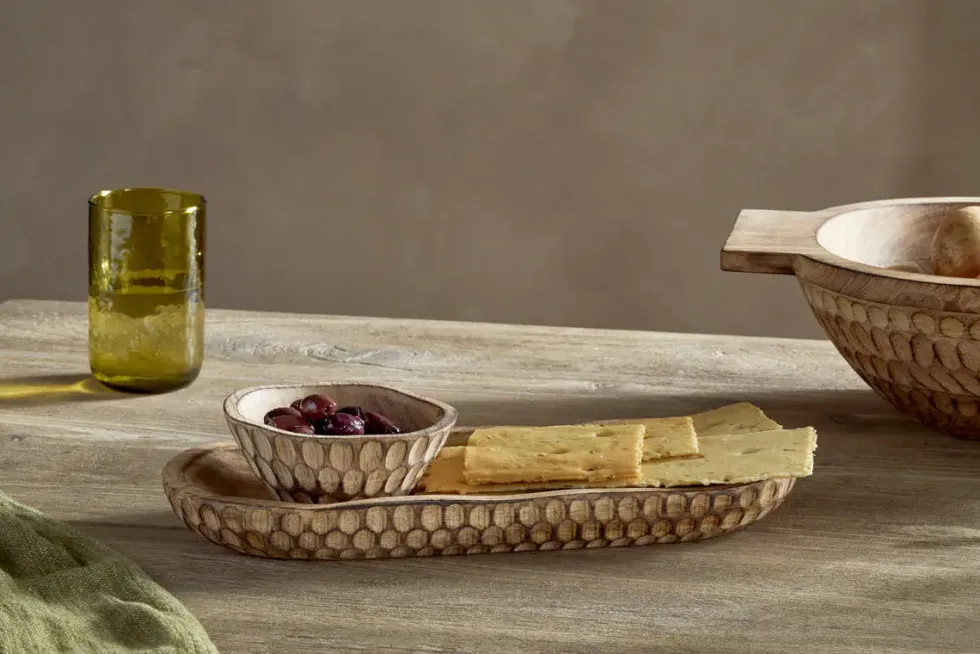 Pyaar Serving Tray and Bowl - Natural
