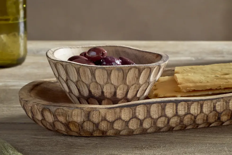 Pyaar Serving Tray and Bowl - Natural